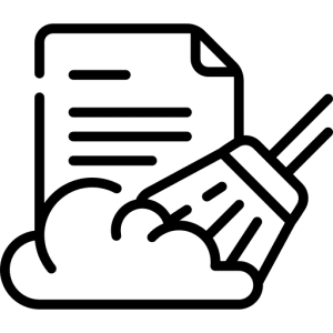 Schematische voorstelling data cleaning met papier en een bezem